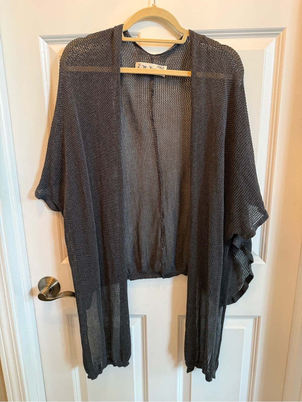 Lightweight Open-Front Gray Knit Cardigan